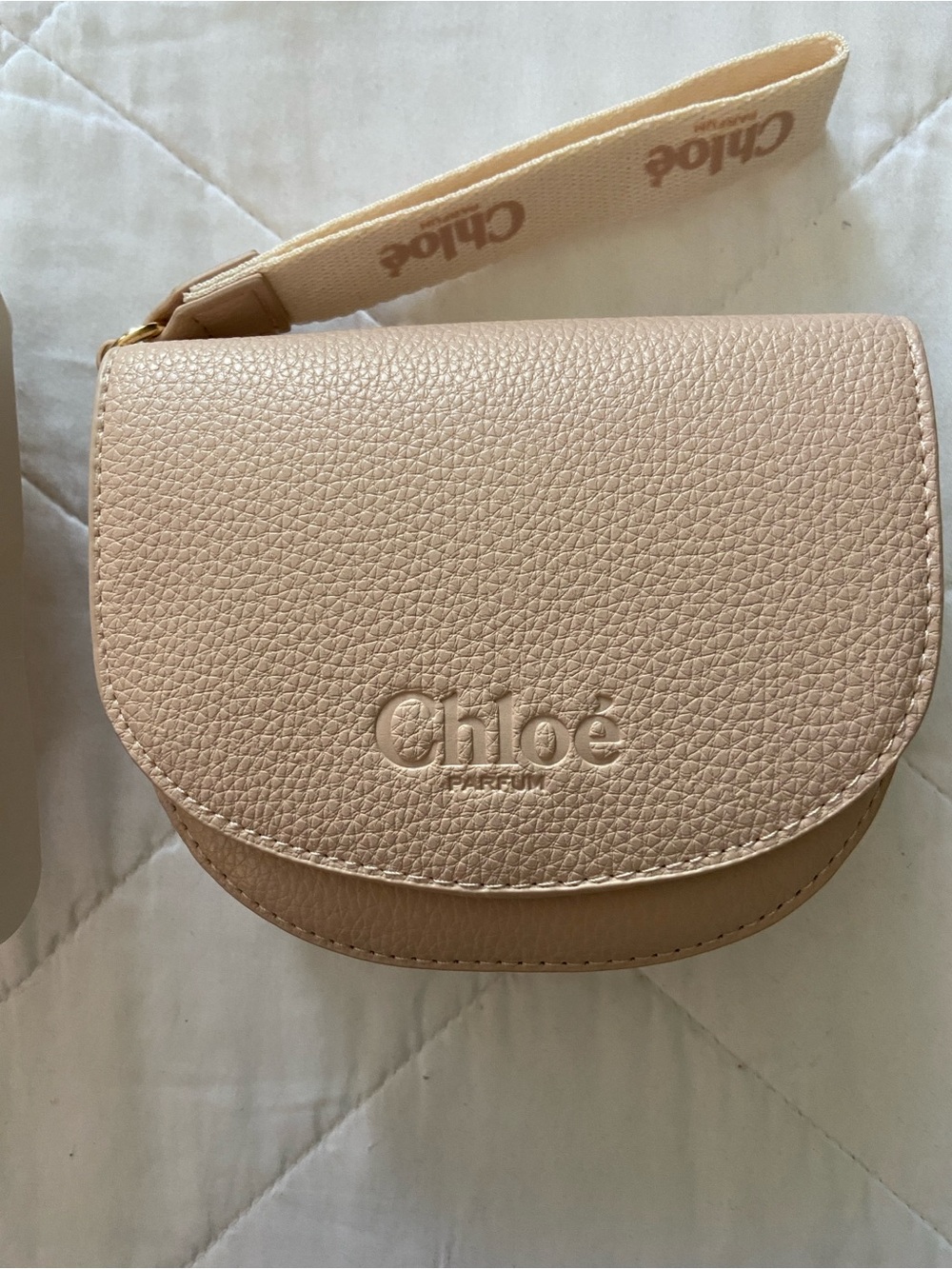 Chloé Parfum Pebbled Leather Wristlet in Light Pink